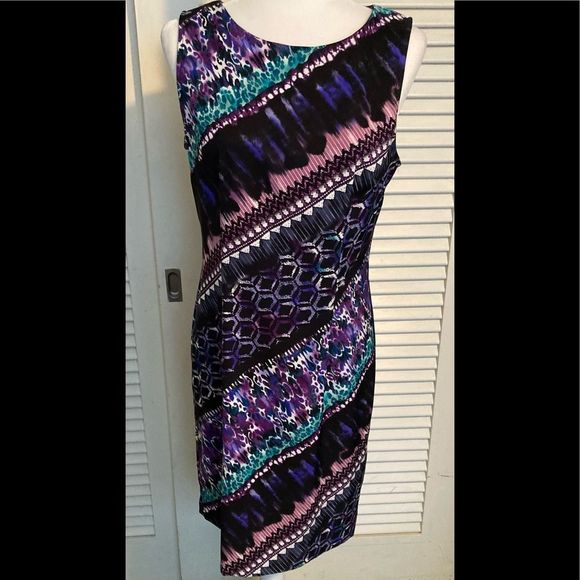 Connected Apparel Purple and Teal Midi Dress - Picture 7 of 9